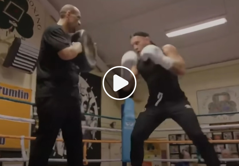 Conor McGregor s'entraîne sur u nring de boxe