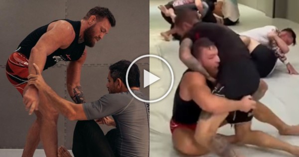 Un Conor McGregor extrêmement massif esquive de peu la guillotine à l’entraînement