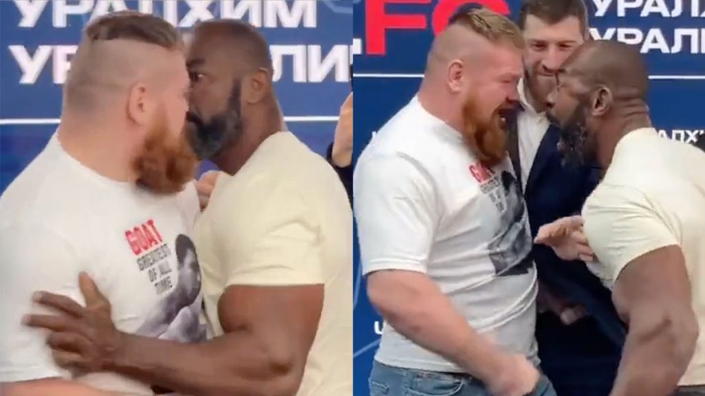 Deux combattants poids lourds de MMA pètent un cable et se livrent un face-à-face hilarant
