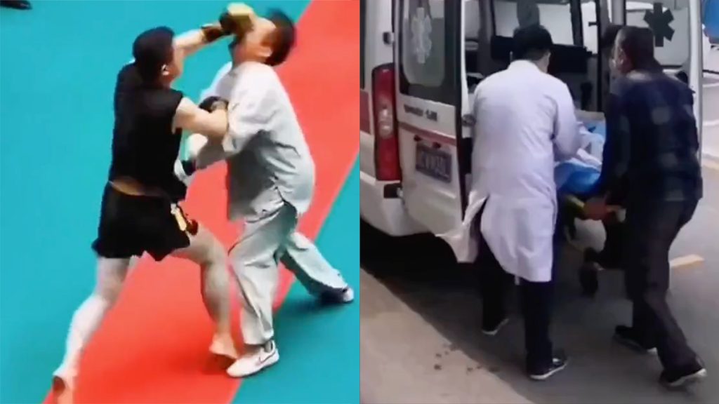Une légende du Kung-fu affronte un combattant de MMA, il repart complètement KO sur une civière 
