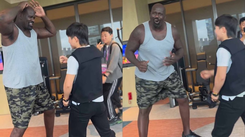 weili zhang met un coup de poing à shaquille o'neal