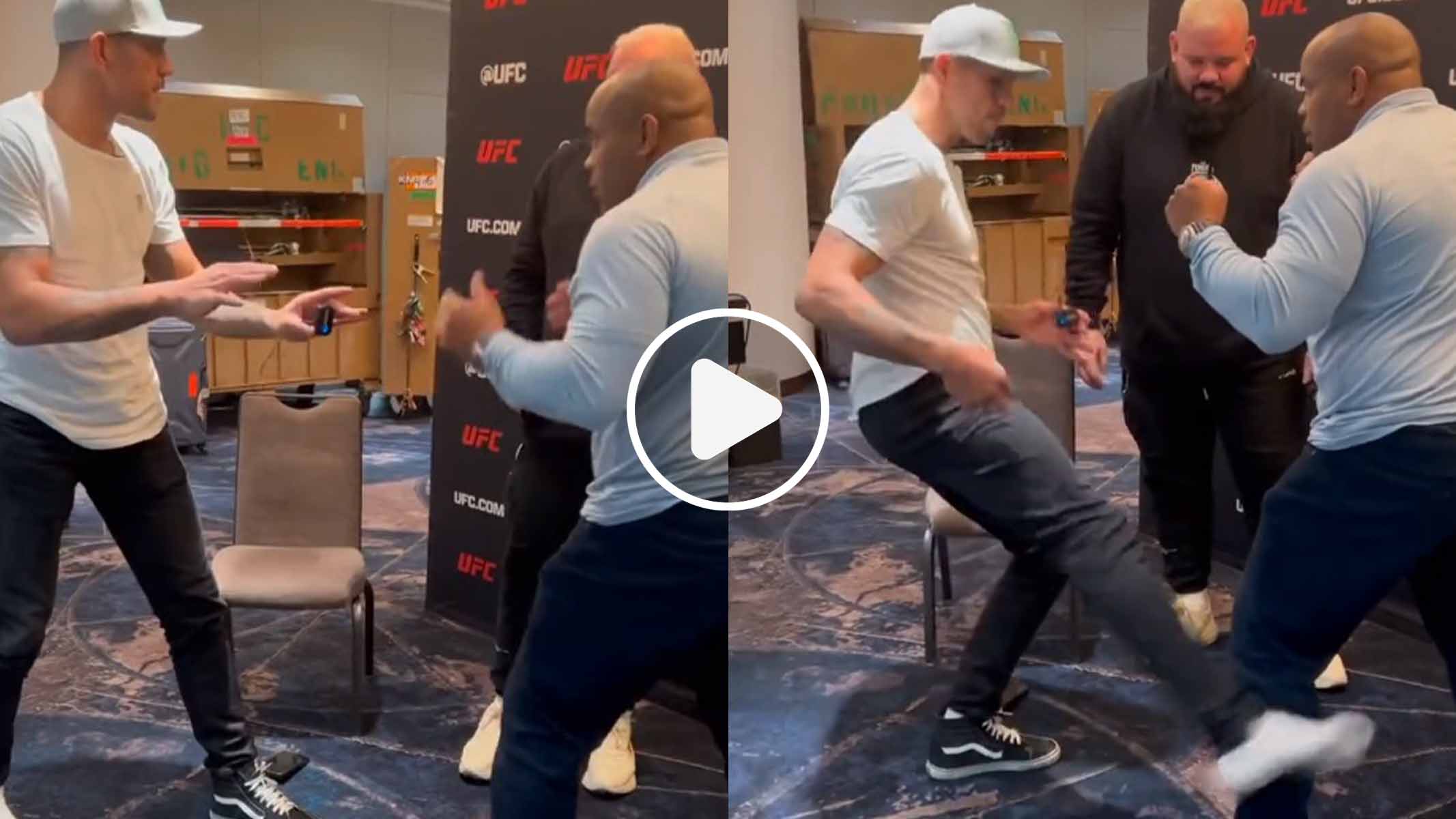 Alex Pereira frappe Daniel Cormier avec des low kicks