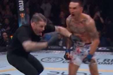 UFC-300-Holloway-KO-Gaethje-arbitre-Marc-Goddard-MMA