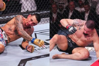 Un-champion-r&eacute;agit-aux-d&eacute;faites-de-Max-Holloway-et-Robert-Whittaker-lors-de-l-UFC-308