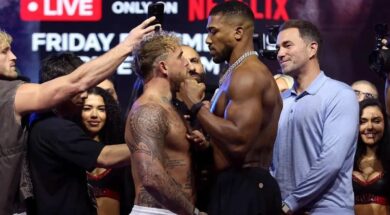 Anthony Joshua et Jake Paul s&rsquo;affrontent dans un face-&agrave;-face bouillant