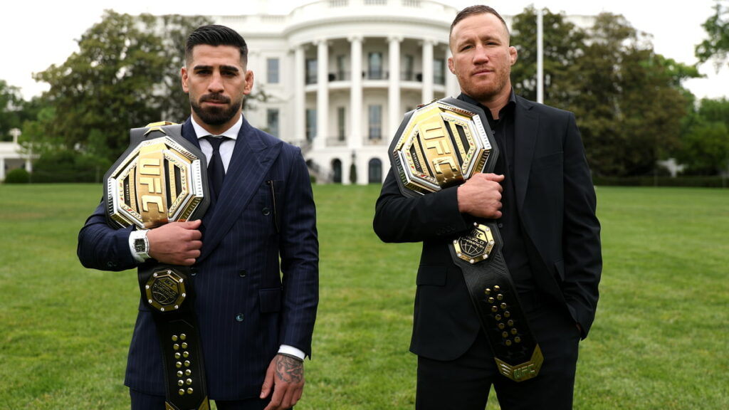 Justin Gaethje répond violemment à Ilia Topuria, les esprits s’échauffent avant l’UFC Maison-Blanche : « Sur ta femme… »