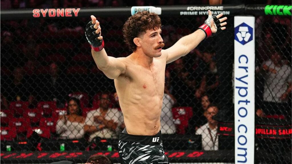 Quilland Salkilld combat lors du main event de l’UFC Vegas 120. À 26 ans, il pourrait déjà s’établir en haut du classement lightweight.